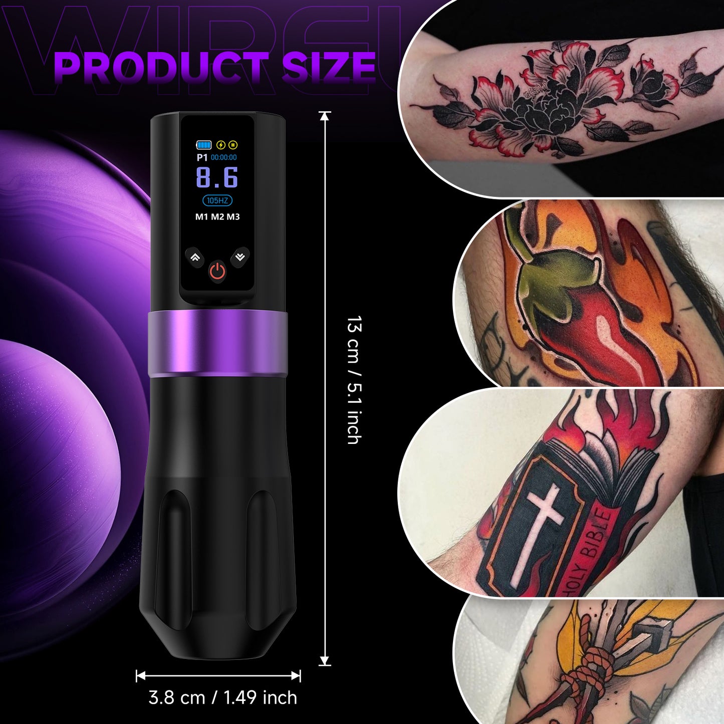 WINS 1500mAh Wireless Tattoo Pen Tiger Tattoo Supply