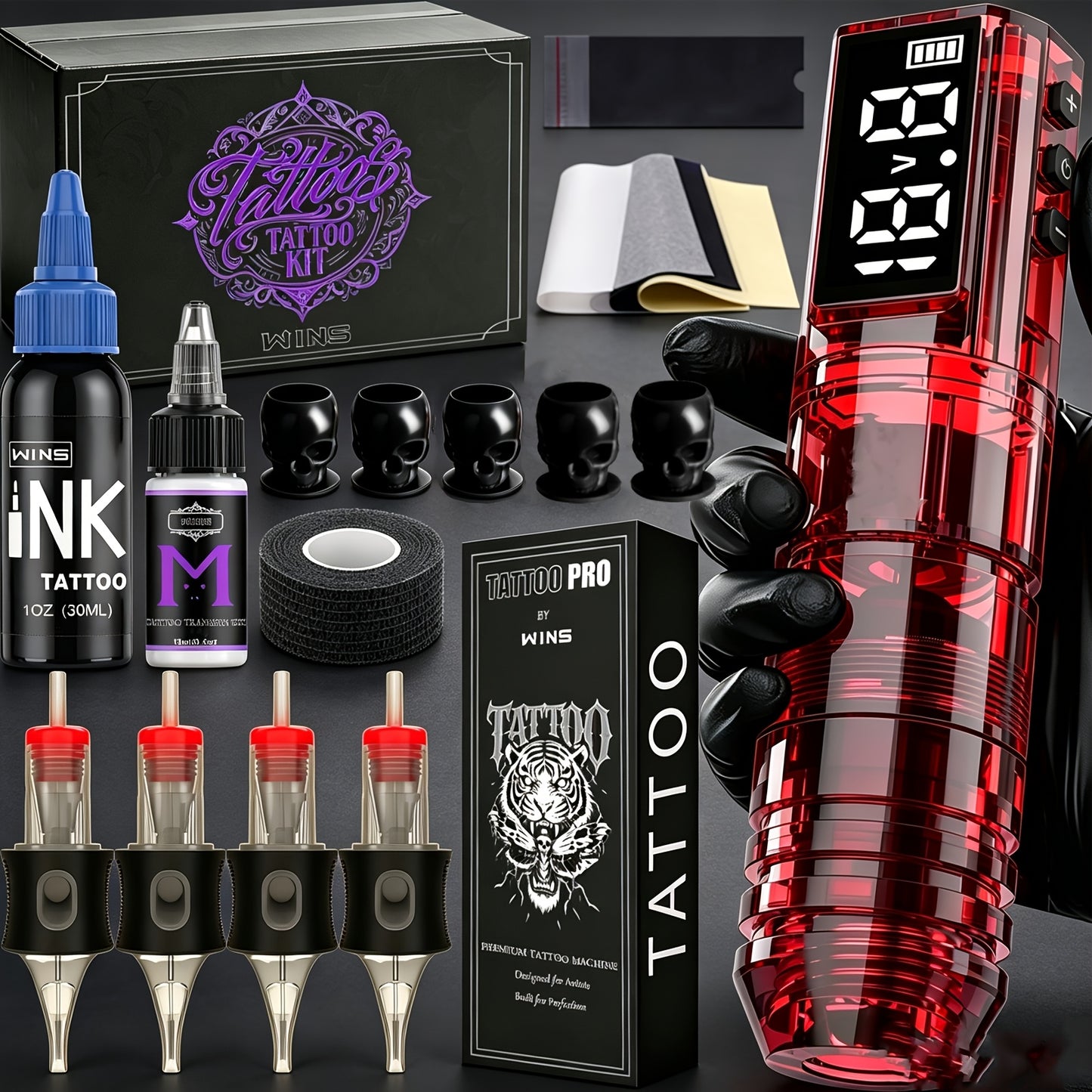 Wireless Tattoo Kit Adjustable Voltage Wireless Tattoo Pen Set