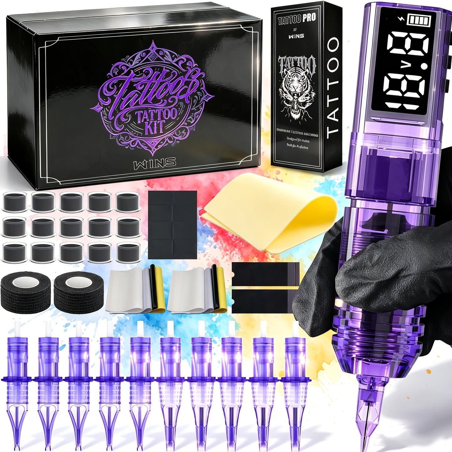 Wireless Tattoo Kit Adjustable Voltage Rotary Tattoo Pen Kit