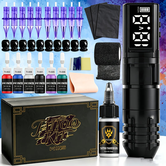 Wireless Tattoo Kit Portable Pen With Cartridge Needles Supplies